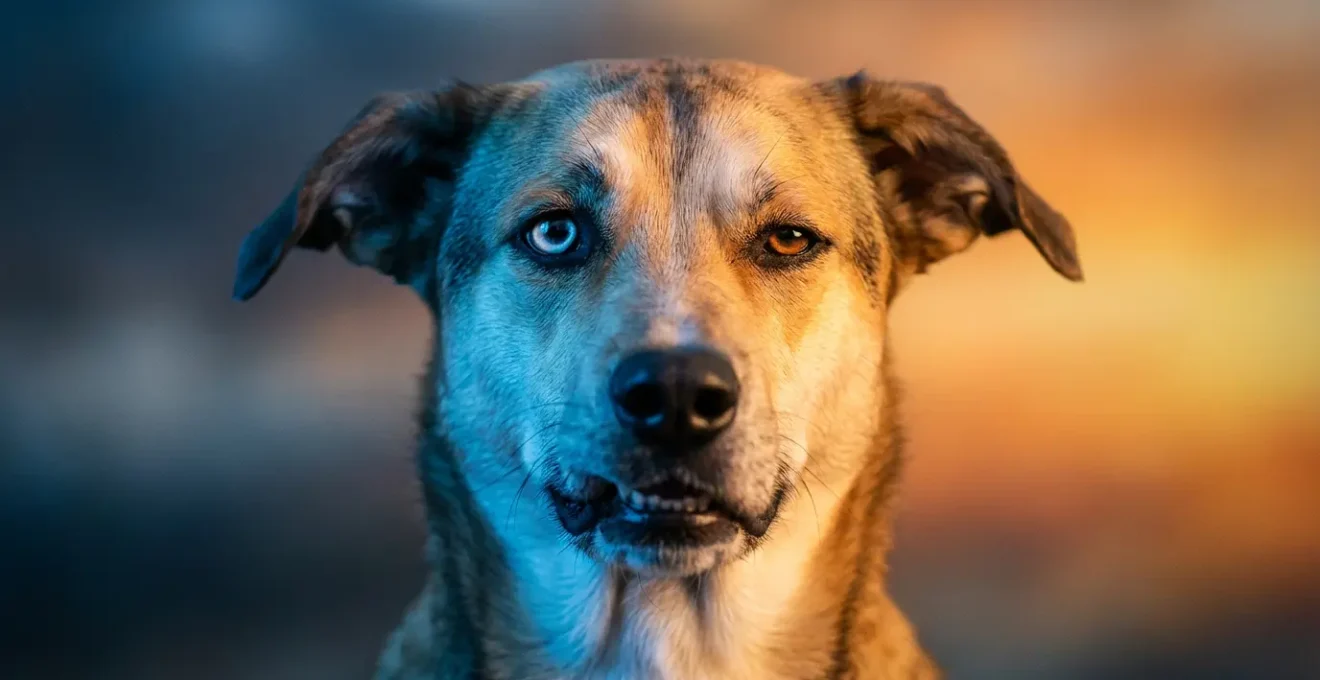 Portrait émotionnel d'un chien montrant la dualité entre souffrance et confiance