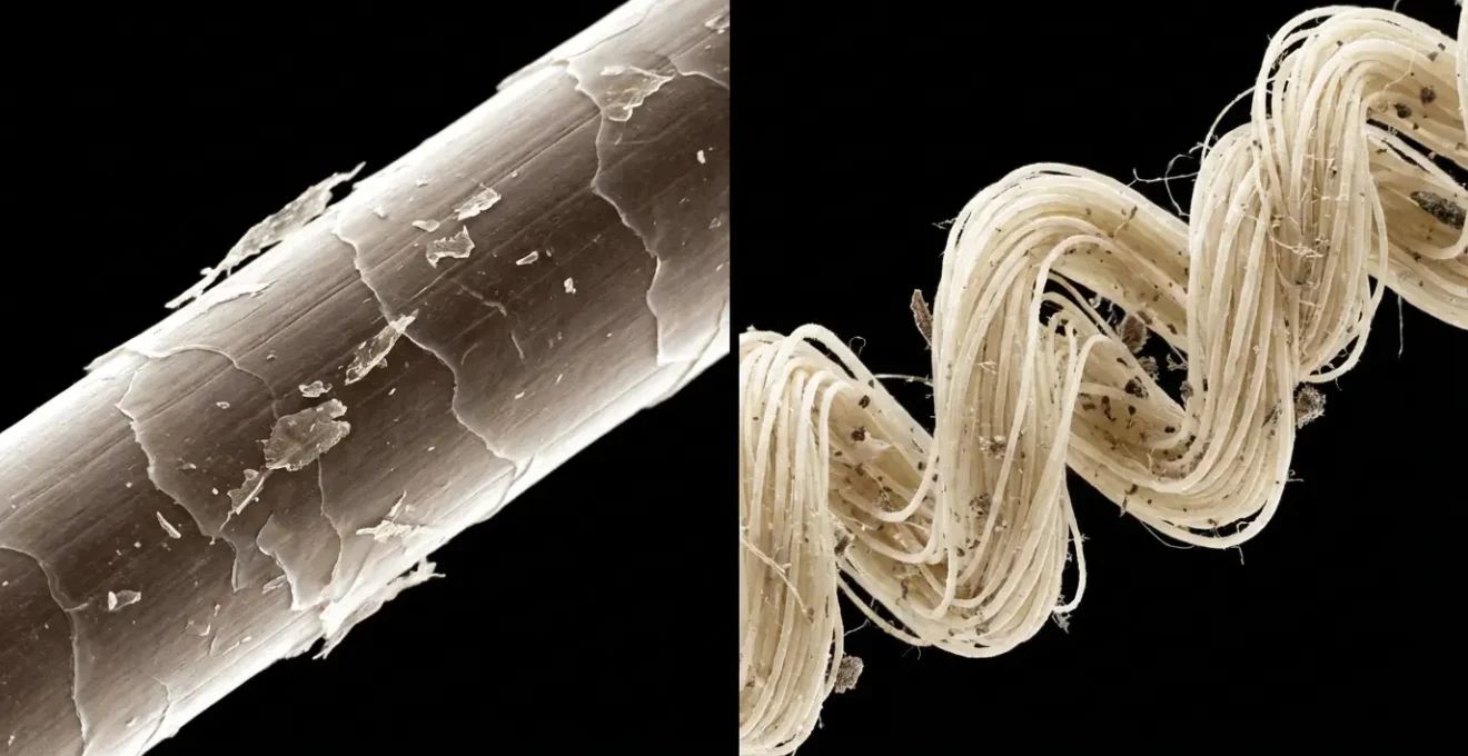 Vue macro détaillée montrant la structure des poils de Braque versus Labradoodle