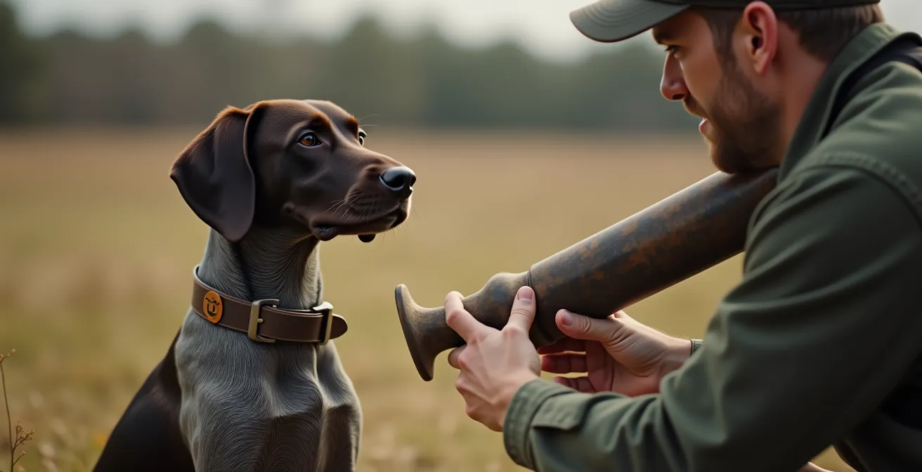 Chien en position d'attente face à des distractions progressives