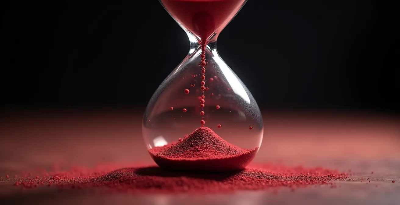 Sablier symbolisant l'urgence temporelle lors d'une torsion d'estomac